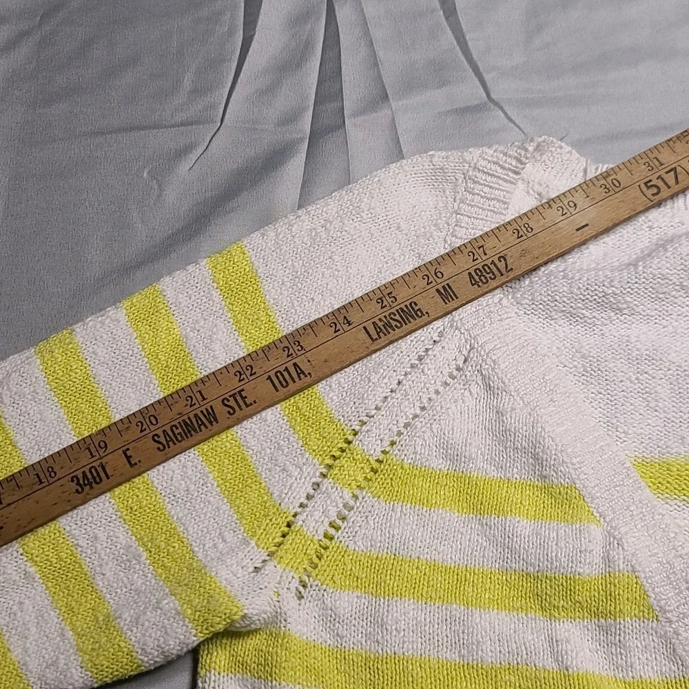 American Eagle Striped Knit Cardigan Women's Plus Size  V Neck Yellow‎ White Y2K